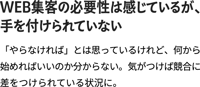 WEB集客の必要性は感じているが、手を付けられていない