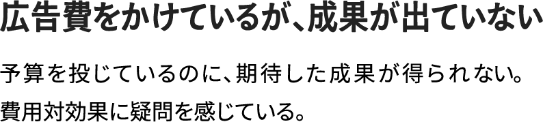 広告費をかけているが、成果が出ていない